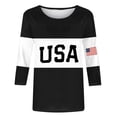 thumbnail image 3 of Womens USA Printing T-Shirt Crew Neck 3/4 Sleeve Graphic Shirts Casual Loose Fashion America 250th Anniversary Patriotic Independence Day Tops, 3 of 5