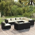thumbnail image 1 of vidaXL 9 Piece Garden Lounge Set with Cushions Poly Rattan Black, 1 of 4
