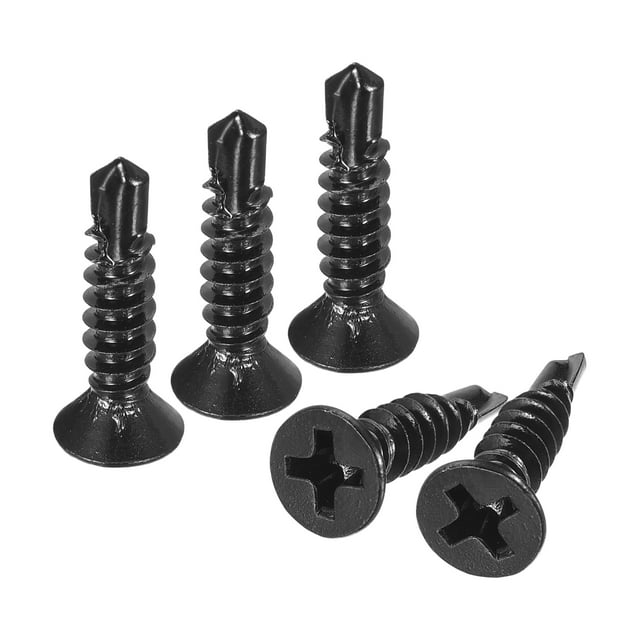 Uxcell 8 x 3/4 Pouces Vis en Métal, 120 Pcs 410 Vis à Tête Plate en Acier Inoxydable