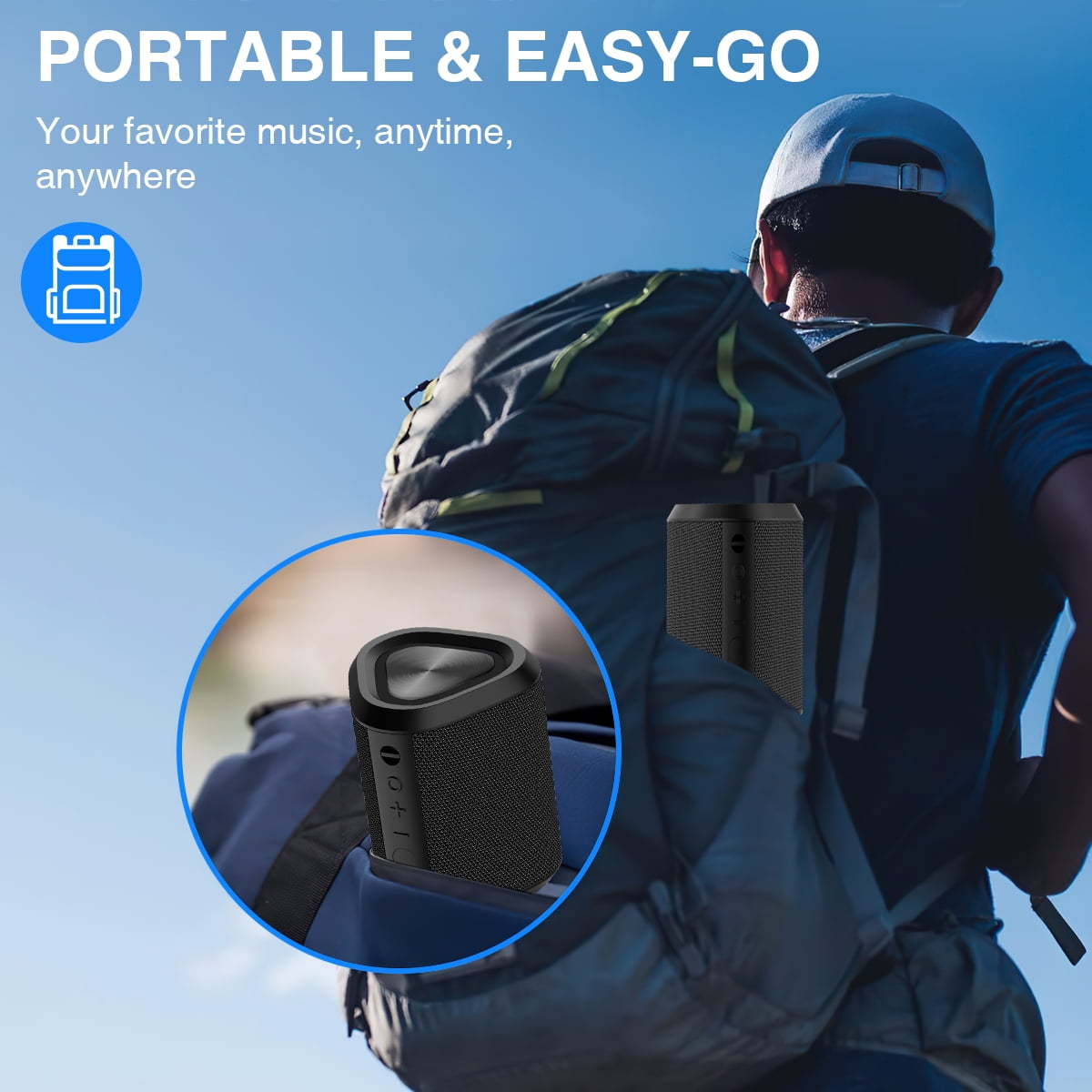 Outdoor Indoor LOUD Bluetooth Speaker, 24H Playtime, IPX7 Waterproof, 100ft Range, Stereo Bass  (图4)