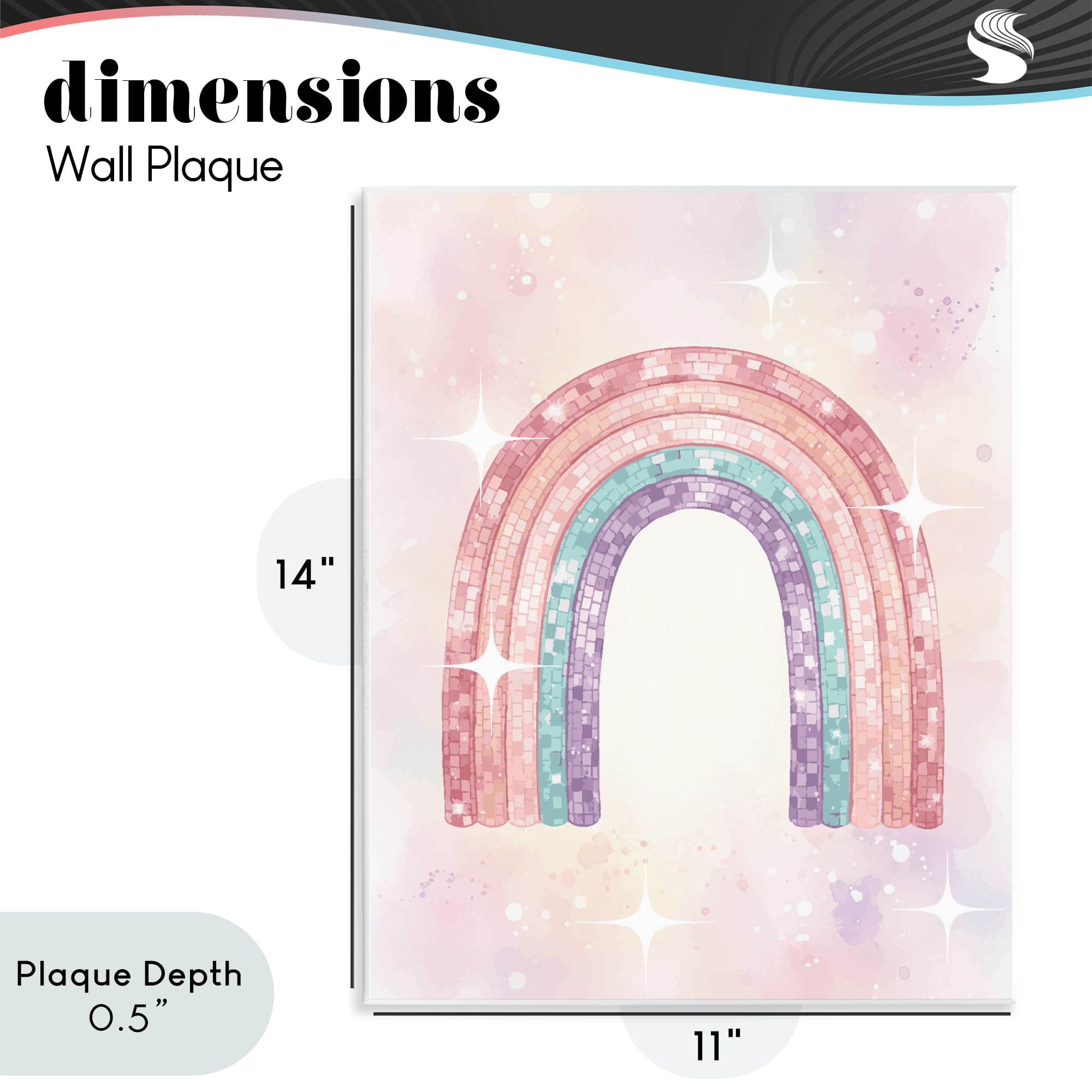 Stupell Industries Pastel Disco Rainbow Sparkles Wall Plaque Art, design by Lil' Rue