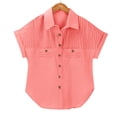 thumbnail image 4 of Breezora Unique Ladies Short Sleeve Shirt with a Detailed Buttoned Lapel and Functional Pleated Pocket Design Offering a Smart Casual Look for Work or Leisure L Size Orange, 4 of 9