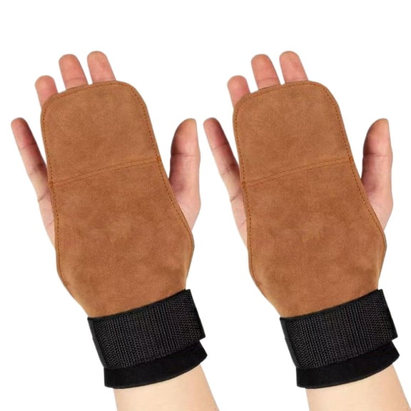 Weightlifting Wrist Hand Grips Leather Palm Protection with Padded Wrist Wraps