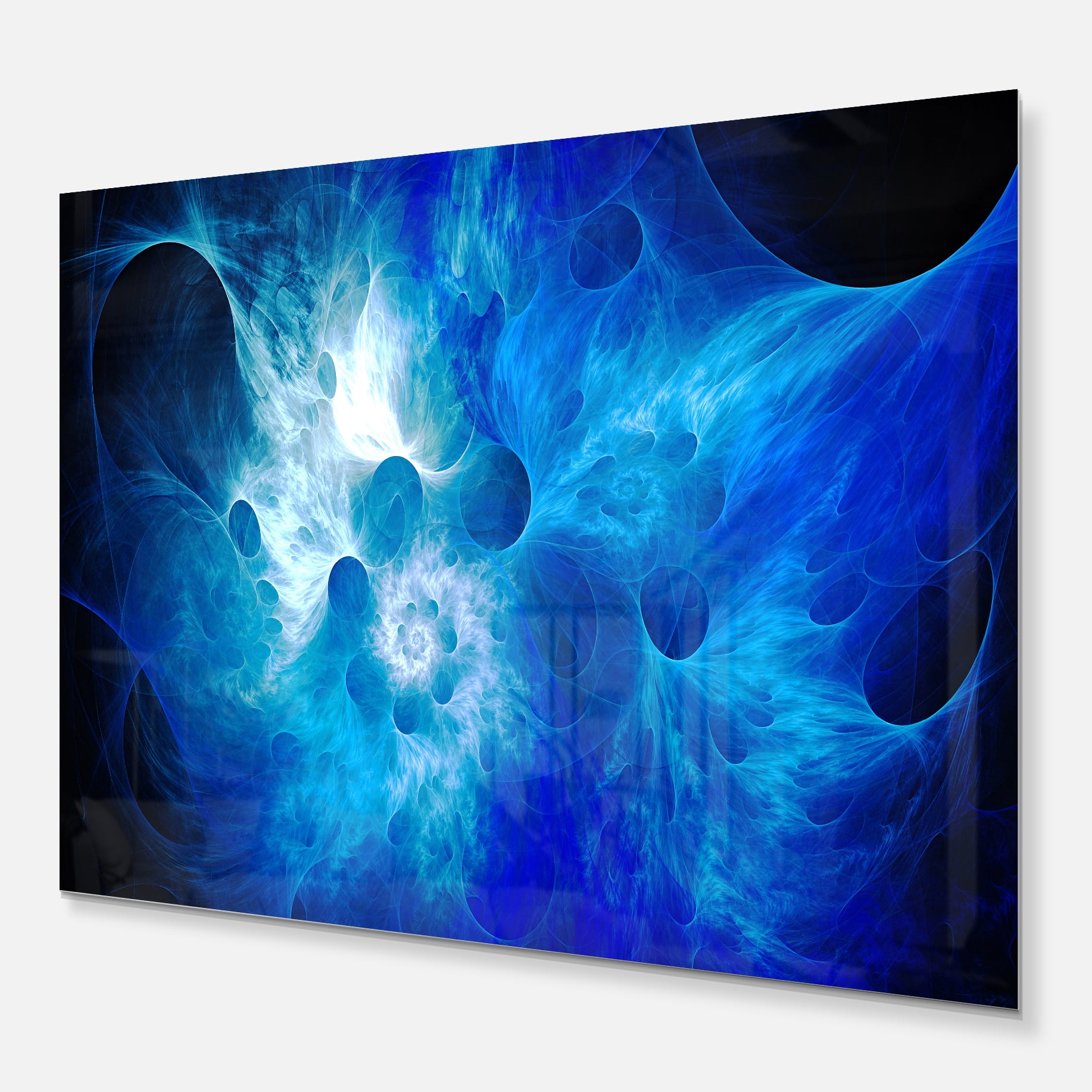 Fractal Blue Smoke 40.00" x 30.00" Painting Art Prints, by Designart