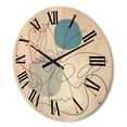 thumbnail image 3 of Designart 'Butterfly With One Line Drawing On Cubism Shapes I' Modern Wood Wall Clock, 3 of 5