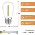 thumbnail image 2 of 30-Pack Outdoor String Light Bulbs, Waterproof S14 Replacement Bulb, E26 Base Warm White-Yvan 26-27s, 2 of 5