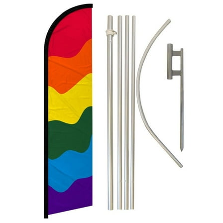 Rainbow Windless Banner Flag & Pole Kit