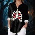 thumbnail image 2 of Godom Womens Halloween Shirt Cute Ghosts Print Button Down Shirts Long Sleeve Loose Fit Blouses Tops, 2 of 5