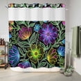 thumbnail image 6 of No Hook Shower Curtain, Abstract Flower Shower Curtains for Bathroom with See Through Top Window, Geometric Colorful Floral Leaf Plant Waterproof & Washable Bath Curtain Standard 72"x72", 6 of 9