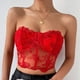 thumbnail image 2 of Gibobby Coldker Womens Corset Crop Top Bordado Flor See Through Off Shoulder Tank Tops Vintage Fairy Cut Out Graphic(Rojo,CH), 2 of 3