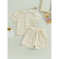 thumbnail image 4 of Wassery Toddler Boys 2PCS Shorts Sets Short Sleeve Plaid Shirt and Drawstring Shorts Sets 6M 12M 18M 24M 2T 3T Infant Baby Boy Summer Casual Clothes, 4 of 8
