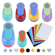 Craft Scrapbook Paper Puncher Set - Includes 1 Inch Shapes Hole Punches (Star, Heart, Flower, Circle), 5/8 and 1.5 inch