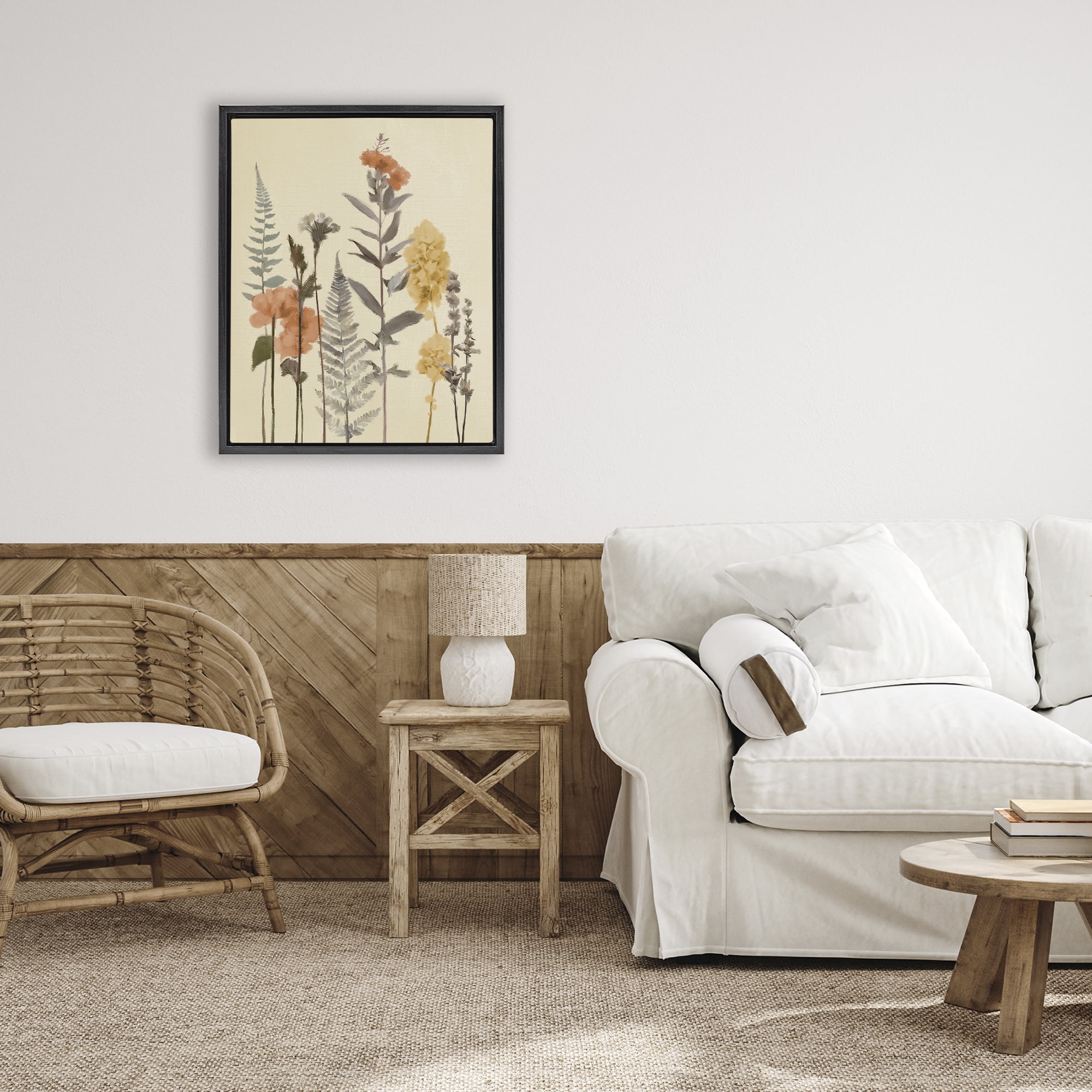 Stupell Industries Fall Botanicals Fresh Ferns Black Framed Floater Canvas Wall Art, design by Elizabeth Medley
