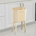 thumbnail image 1 of Cubo de basura alto con ruedas, cubo de basura de gran capacidad, cubo de almacenamiento multifuncional, cubo interior extraíble de apertura amplia y beige, 1 of 8