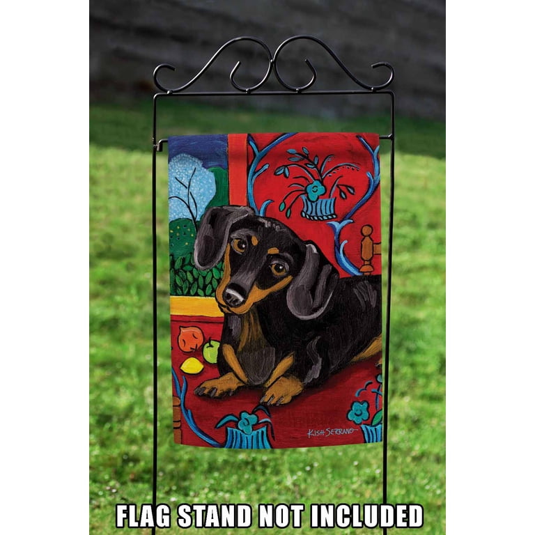 KafePross Dachshunds Dogs Garden Flag Fleur De Lis Mardi Gras Decor Banner For