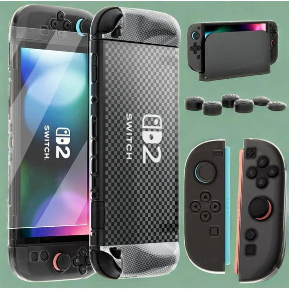 HEYSTOP Switch 2 Case for Nintendo Switch 2(2025), Switch 2 TPU Cover, Protector Case Cover for Switch 2 Accessories with 6 Thumb Caps and Screen Protector, Anti-Slip, Shock-Proof,Anti-Scratch