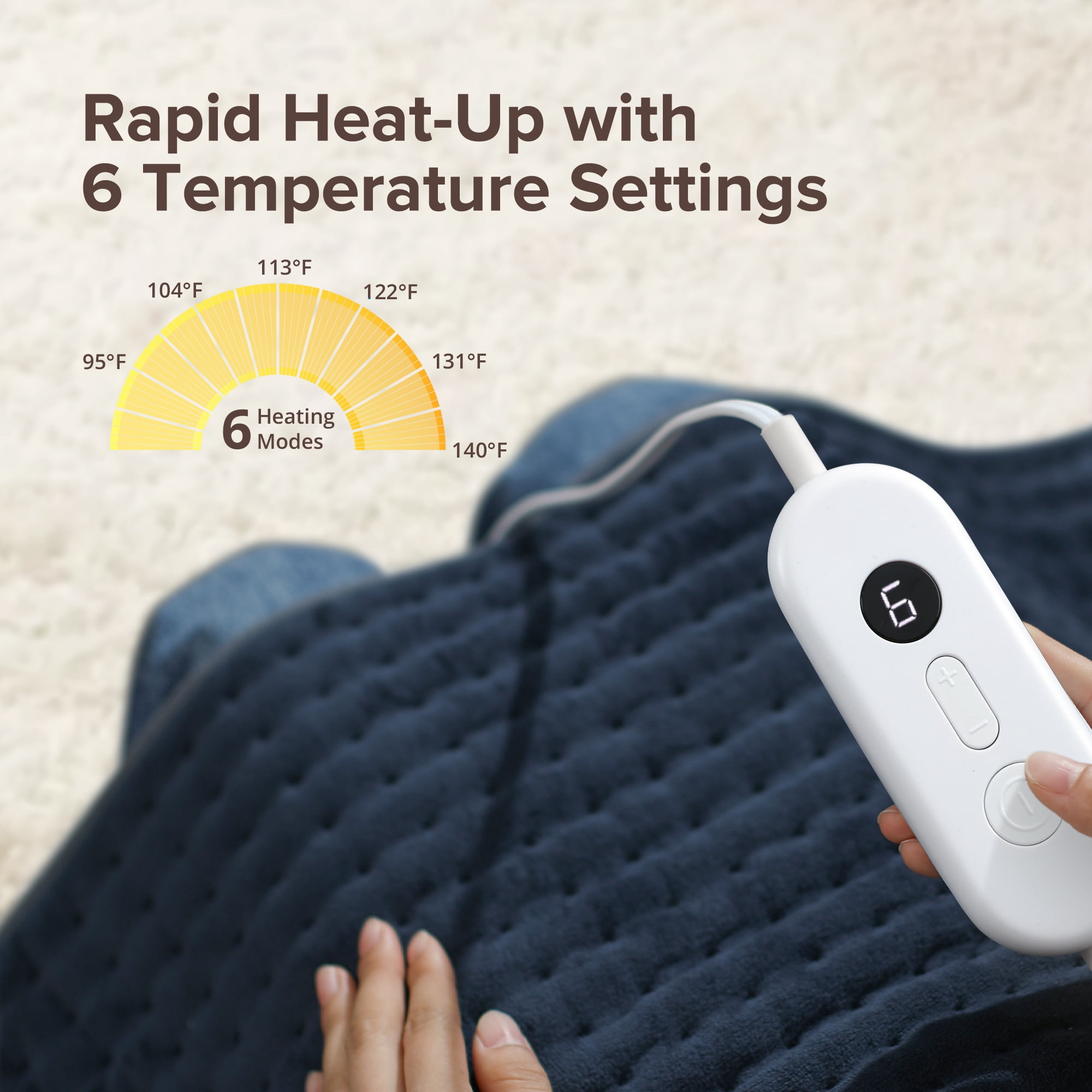 Heating Pad for Back Pain Relief, 17" X 33" XXX-Large Heating Pads for Cramps, Electric Heating Pad XL with 6 Fast Heating Settings, Moist Dry Heat Options, Auto-Off, Machine Washable