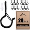 thumbnail image 1 of YZhouD12 ganchos colgantes Q con hebilla de seguridad, resistentes al viento, para colgar luces de cadena al aire libre, plantas y luces navideñas de patio, 5,6 cm, color negro, 1 of 8