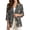 Blue and Brown - Peony, variant on LedBack Checkered Print Blazer Linen-Style Suit Blazer Jacket with 2 Pockets Lightweight 3/4 Sleeve Blazers for Women Business Casual Outfits