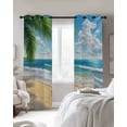 thumbnail image 4 of Summer Beach Blackout Curtains for Bedroom Living Room Darkening Curtains 90 Inch Coastal Ocean Tropical Palm Trees Black Out Window Curtain Privacy Window Treatment Grommet Drapes 52"x90"x2, 4 of 9