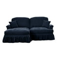 thumbnail image 6 of Elegant Mid Century Large Two Seater Modular L Shaped Sofa Couch with Flared Arms and Removable Ruffles Pleats Skirts and Spindle Legs, Comfy Chenille Loveseat Sofa with Movable Ottoman,Blue, 6 of 22