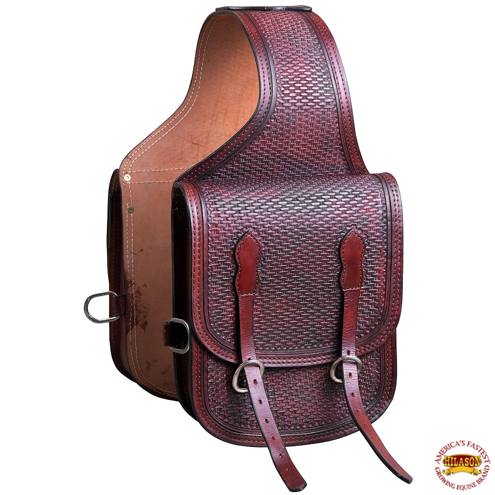 Horse Western Saddle Bag Heavy Duty Leather Cowboy Trail Ride Dark