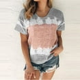 thumbnail image 2 of Giftesty Womens Plus Size Clearance Women's Color Block Tie-Dye Patchwork Crew-Neck T-Shirt Casual Tee Tops（S-5XL）, 2 of 4