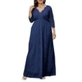 thumbnail image 1 of VSNOW Women 3/4 Sleeve Lace Maxi Long Dress V Neck Cocktail Party Dresses Plus Size, 1 of 4