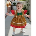 thumbnail image 3 of Miaouyo Infant Baby Girls Christmas Gingerbread Romper 0 3 6 12 18 Months Striped Fly Sleeves Jumpsuit and Headband Set, 3 of 8