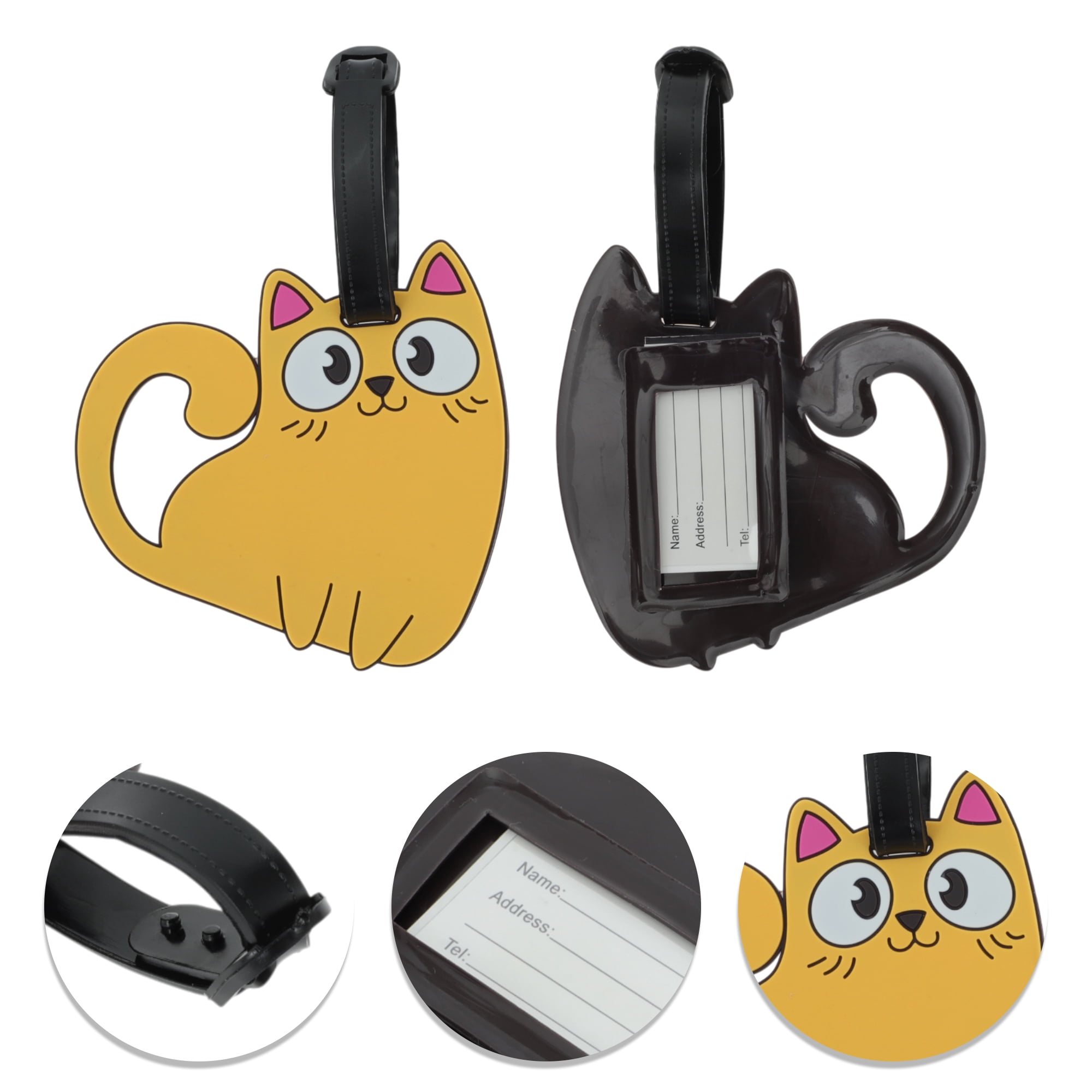 Unique Bargains 1 Pc Stylish Durable Cat Pattern Luggage Tag for Travelling Orange