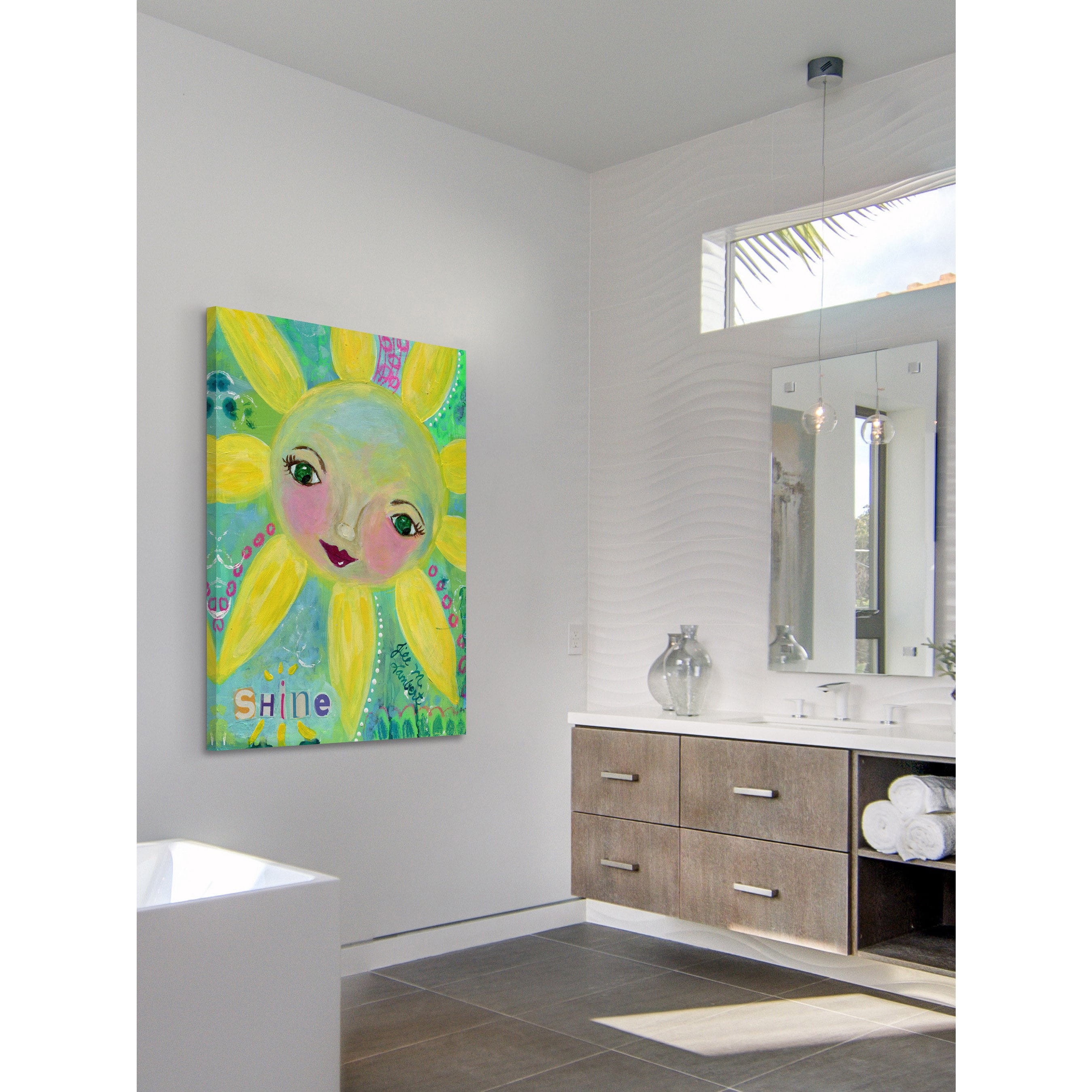 Marmont Hill "Sun Face Shine" by Jill Lambert Painting Print on Wrapped Canvas
