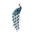 thumbnail image 4 of Broche de borla de pavo real de cola larga grande con incrustaciones de diamantes estilo retro, joyería para suéter, ramillete, accesorios para mujer, 4 of 6