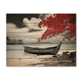 thumbnail image 3 of Designart "Monochrome Serenity Red and Grey Boat in Hawaii I" Hawaii Print on Natural Pine Wood, 3 of 5