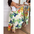 thumbnail image 4 of CHICME Skirts for Women Boho Tropical Floral Print Wrap Self Tie High Waist Brazilian Beach Vacation Long Skirt Beige-S, 4 of 9
