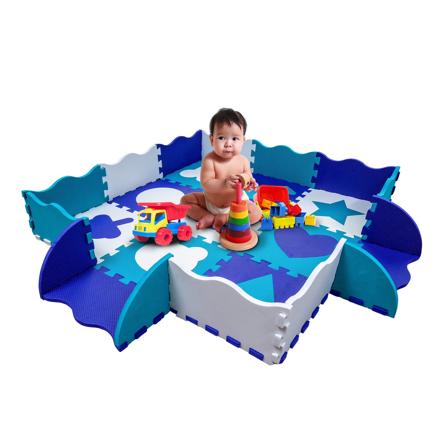 Waterproof Exercise Crawling Playmat for Kids Infants Baby 0.4'' Thick EVA Floor Mat w/Detachable Numbers Costzon 72 Pieces Baby Play Mat w/Fence 72 Pieces, Alphabet + Numbers 