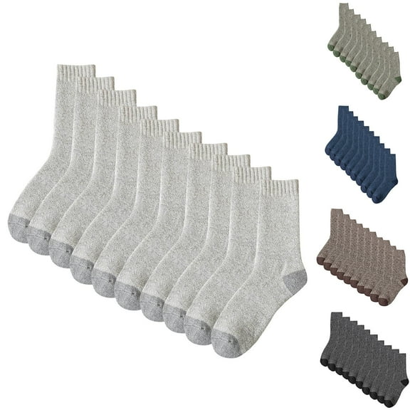 SGFCWSX Men's 5 Pack Athletic Socks,Fleece Mid-calf Warm Winter Socks Light Gray Free Size