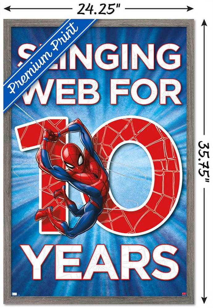 Marvel Spider-Man - Happy 10th Birthday Wall Poster, 22.375" x 34", Framed