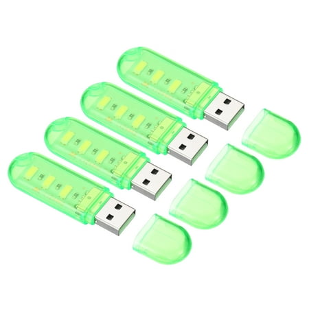 

Uxcell Portable USB Plug in 3 Lamp Beads LED Night Light Lamp Stick Transparent Green 4 Pack