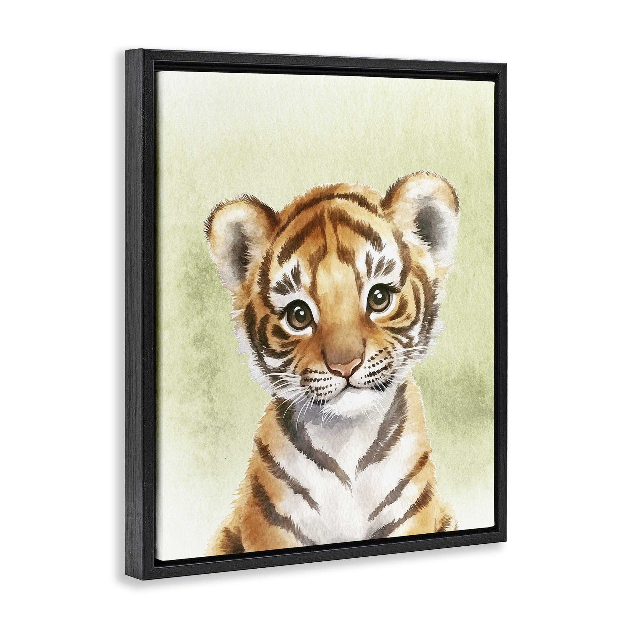 Stupell Industries Jungle Friends Baby Tiger Black Framed Floater Canvas Wall Art, design by Christine Simpson Art
