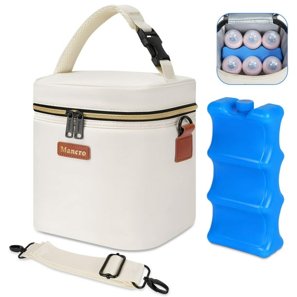 Bolsa refrigeradora para leche materna Mancro con bolsa de hielo de 8,5 L (crema)