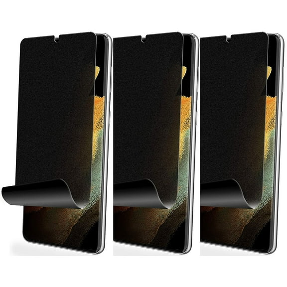 3 Pack Privacy Screen Protector TPU Film for Samsung Galaxy S21 Ultra - Anti-Peep Fingerprint Works Anti-Spy 3D Edge Case Friendly
