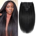 thumbnail image 1 of Seamless Clip In Hair Extensions Human Hair Invisible Pu Skin Weft Kinky Straight Seamless Clip Ins For Black Women Real Human Hair Extensions 8pcs With 18clips Per Set, 1 of 6