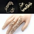 thumbnail image 3 of Soumake Chain Ring Flower Pattern Finger Jewelry Adjustable Women Chain Link Finger Ring for Wedding, 3 of 8