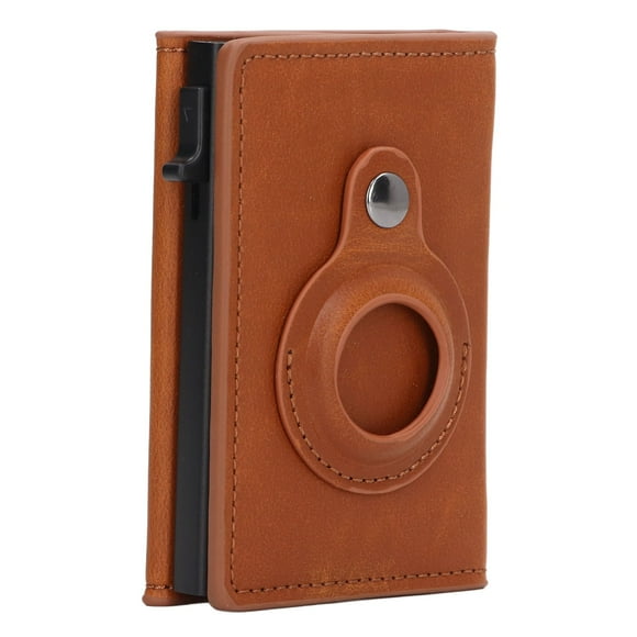 ZOUSSIQI PU Leather Card Holder Anti Theft Swiping Anti Lost Card Case Wallet for IOS Locator Tracking Device Apricot JU316-46364