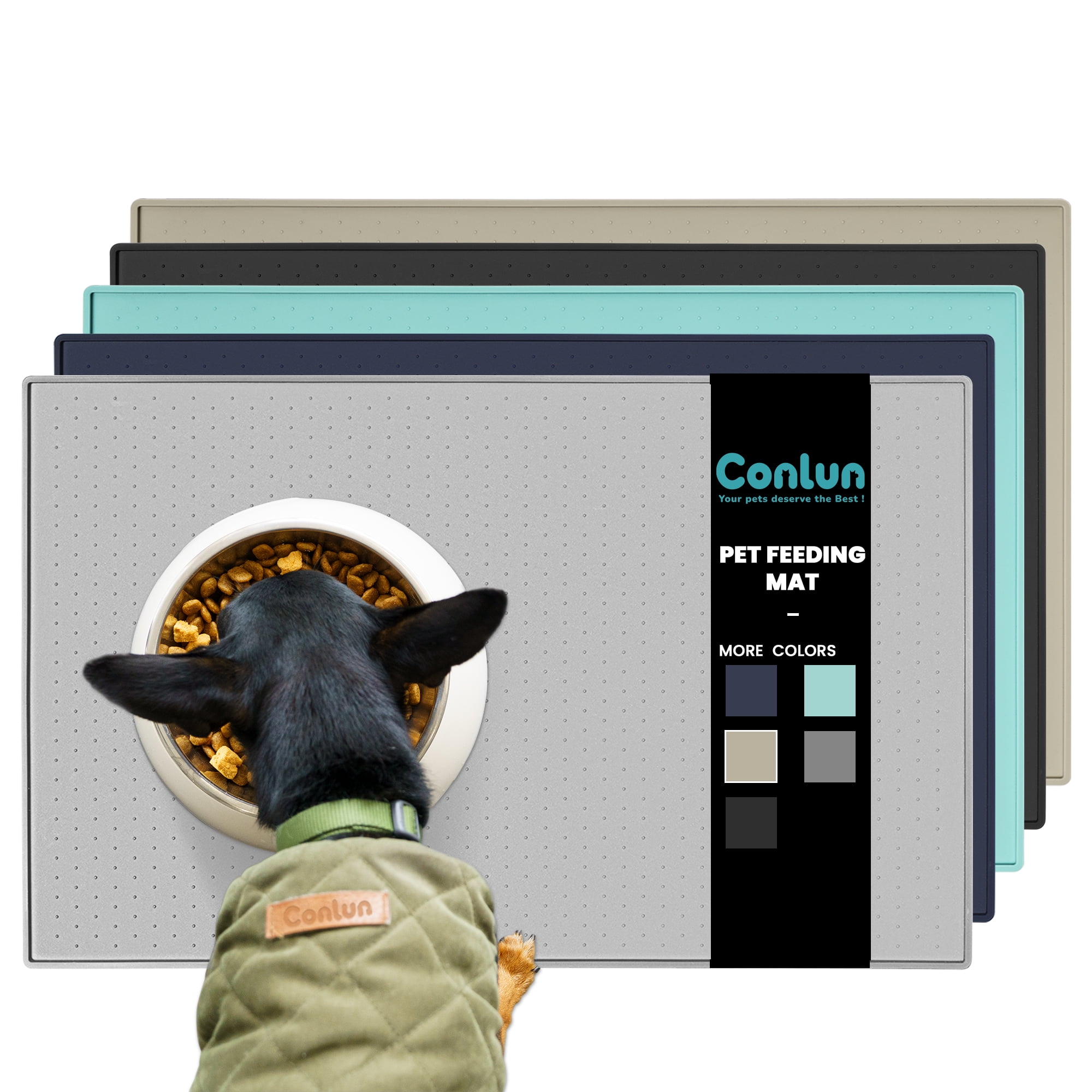 Conlun Silicone Dog Food Mat, Waterproof Pet Feeding Mat for Dog and