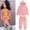 Pink, variant on Girls Toddler Girl Easter Outfits 2T Toddler Kids Baby Boy Girl Clothes Unisex Solid Sweatsuit Long Sleeve Warm Pullover Hooded Tops Pants Set Fall Winter Pajamas Outfits