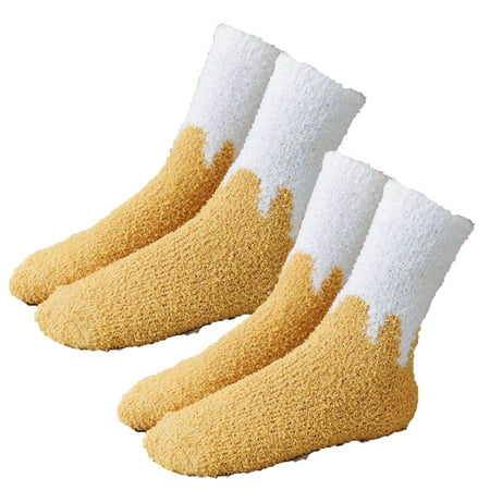 

Cream coral wool socks warm thickened home sleep towel tube socks