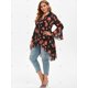 thumbnail image 4 of Más el tamaño de la impresión floral de Alta Baja del volante y la blusa sin mangas Set Rosegal Blusas Tallas Grandes, 4 of 5
