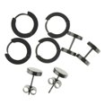 thumbnail image 3 of 4 pares de pendientes Pendientes de aro para mujer de material acero inoxidable para hombres Salvador Pendientes de clip de oreja de aro, 3 of 6