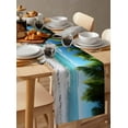 thumbnail image 6 of ERUNPONLY Ocean Beach Table Runner - 36 Inch Long Palm Trees Summer Tropical Island Seaside Cotton and Linen Blended Dress Scarves Farmhouse Table Runner for Kitchen Dining, Coffee Table, 13"x36", 6 of 8
